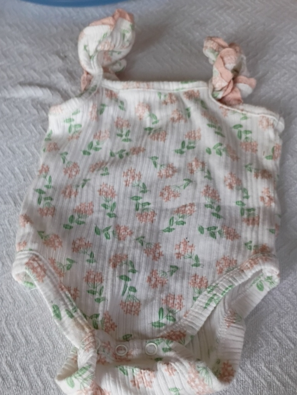 Catherine Malandrino White Baby One-Piece with Peach Floral Print